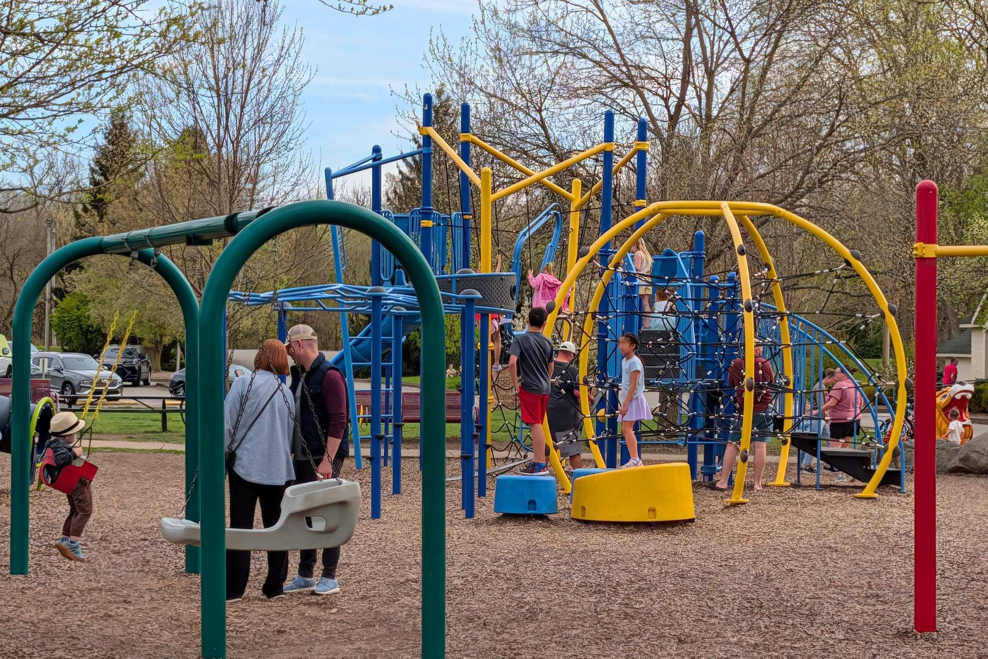 Family enjoying a walk near Lions Park in Zionsville