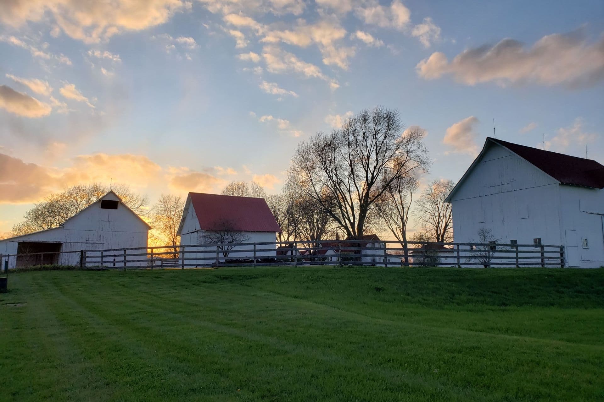 Maplelawn Farmstead in Zionsville, Indiana at sunset
