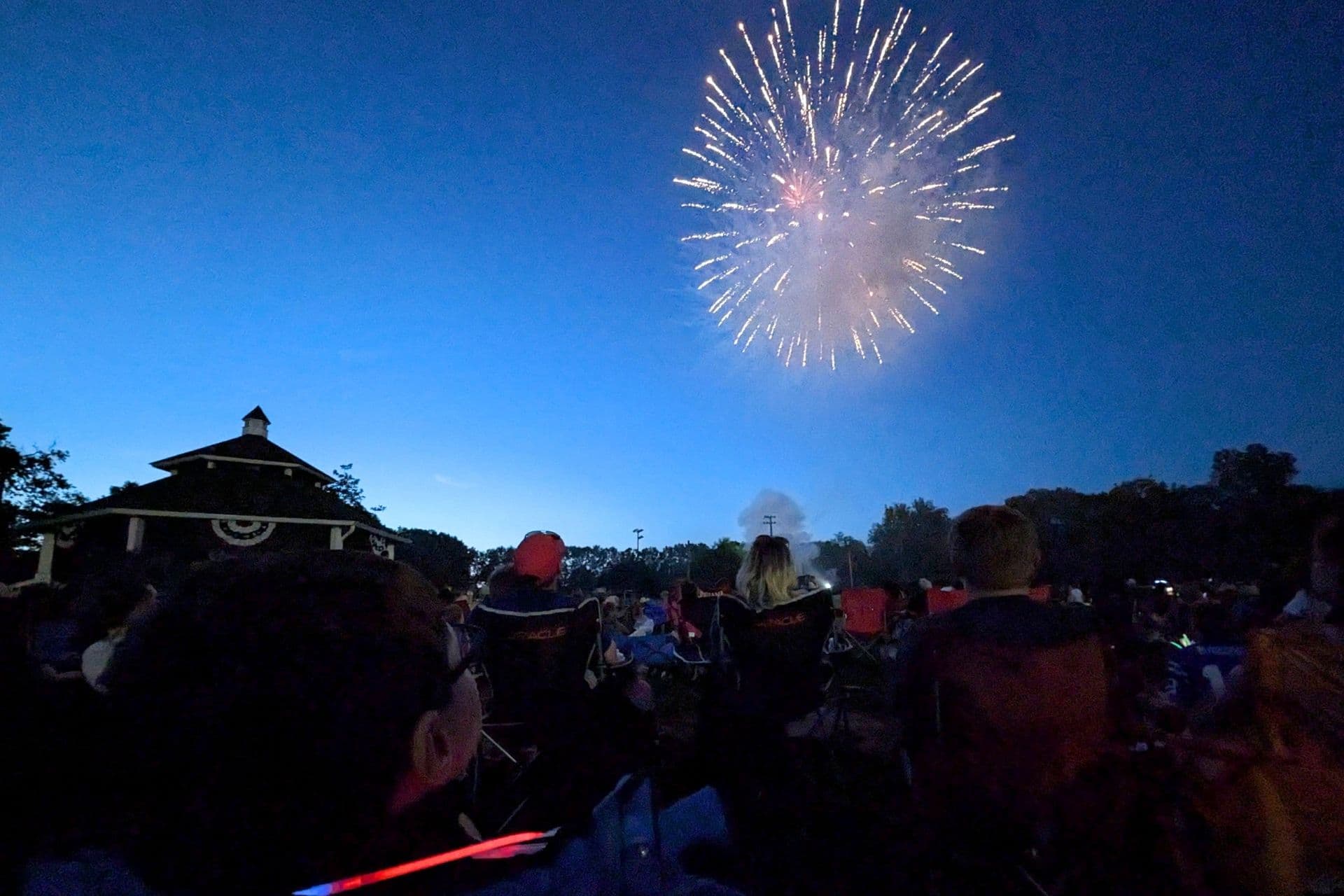 Fireworks over Lions Park in Zionsville on the 4th of July