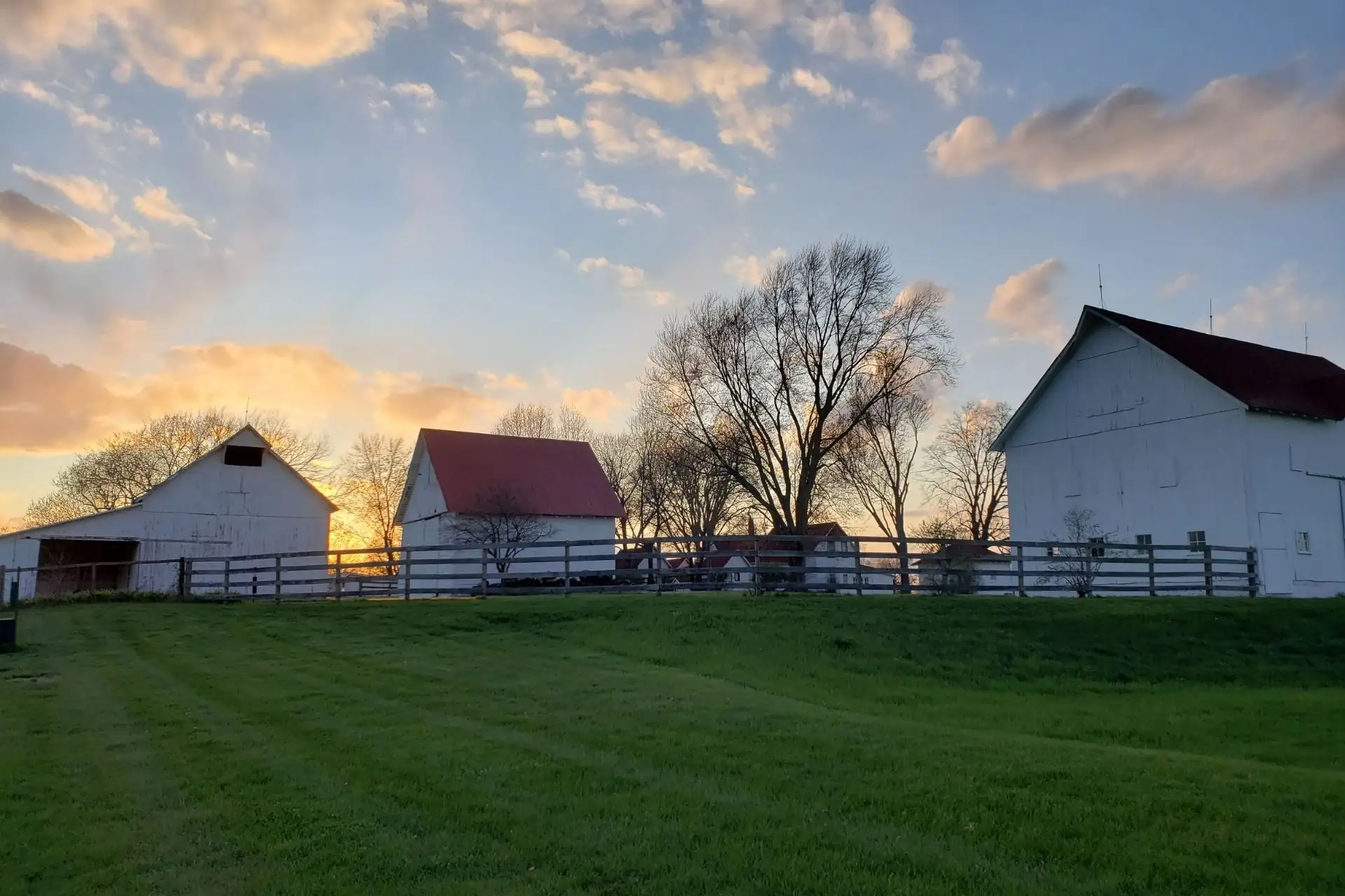 Maplelawn Farmstead in Zionsville, Indiana at sunset