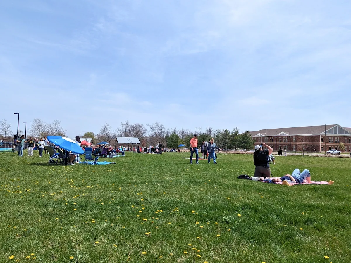 Families gathered at an event in Mulberry Fields Park in Zionsville, Indiana